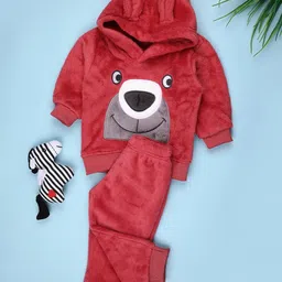 V-Mart Boys Self Design Hooded Pure Cotton Sweatshirt With Jogger-picture-49