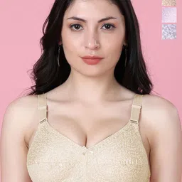 SHYAM SONS FLAIR Pack Of 4 Floral Printed Full Coverage Non-Padded Bra-picture-10