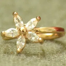 SHREEVARAM Cubic Zirconia Diamond Gold-Plated Brass Nose Ring image 4