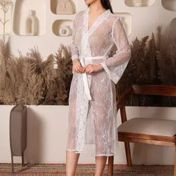 HOUSE OF ELORRA Lace V-Neck Net Nightdress image 2