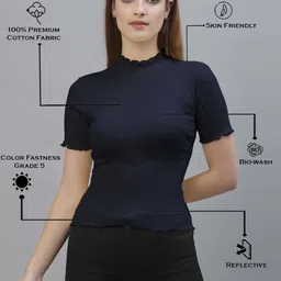 Friskers Women Cotton Short Sleeves Solid Crop Top pack of 2 image 2