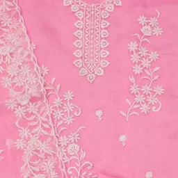 SAINOOR Floral Embroidered Organza Unstitched Dress Material image 4