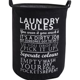 HOKIPO Black Printed Cotton Round Collapsible Laundry Storage Basket-picture-43