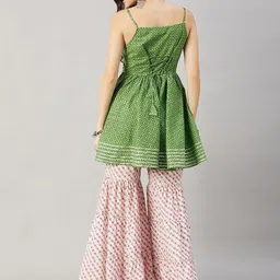 WineRed Women Printed Regular Pure Cotton Kurti with Sharara image 5