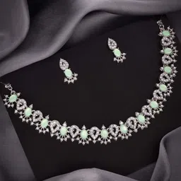DIVASTRI Set Of 2 Gold & Silver-Plated American Diamond-Studded Jewellery Sets image 4