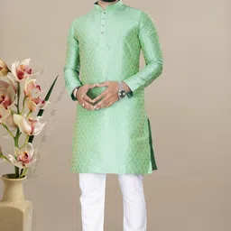 brofun Men Jacquard Kurta Pyjama Set image 1