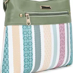 claspnclutch Green Women Sling Bag For Women With Adjustable Strap & 2 Compartment , Carry For Casual And College image 4