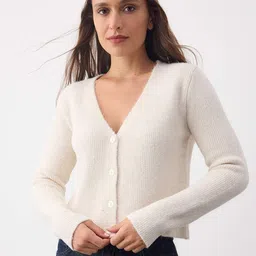 Trendyol Women V-Neck Long Sleeves Ribbed Crop Cardigan-image-65