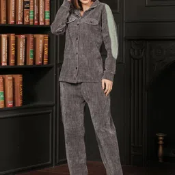 KIZA Women Striped Long Sleeves Slip-On Night suit-picture-22