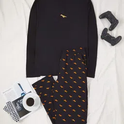 Trendyol Men Printed Pure Cotton T-shirt and Pyjamas Night suit image 3