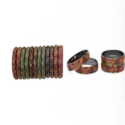 SOMIL Set Of 16 Artificial Stones Studded Ethnic Bangles-picture-37