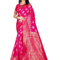 KALINI Woven Design Zari Silk Blend Kanjeevaram Saree-picture-25