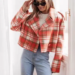 DressBerry Women Checked Longline Tailored Jacket-image-82