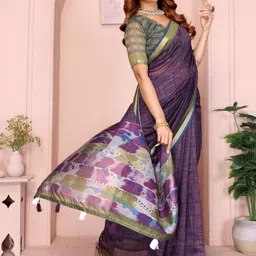 HERE&NOW Floral Zari Chanderi Saree image 5