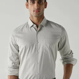 Reid & Taylor Men Comfort Slim Fit Vertical Striped Spread Collar Pure Cotton Formal Shirt-picture-15