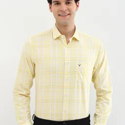 Allen Solly Men Spread Collar Windowpane Checked Cotton Slim Fit Formal Shirt-picture-36