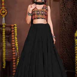 KALINI Embroidered Semi-Stitched Lehenga & Unstitched Blouse With Dupatta image 2