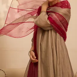 DIVASTRI Women Regular Sequinned Kurta with Trousers & With Dupatta image 3