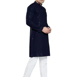 trutsous Men Ethnic Motifs Embellished Festive Cotton Straight Kurta image 3