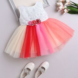 The Magic Wand Girls Floral Applique Tulle Fit & Flare Dress-picture-10