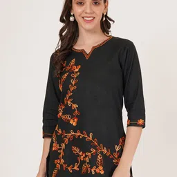 Brownverse Women Embellished Embroidered Regular Tops-image-3