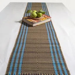 FERRA INDICA Black & Blue Striped Madurkathi Table Runners-image-11