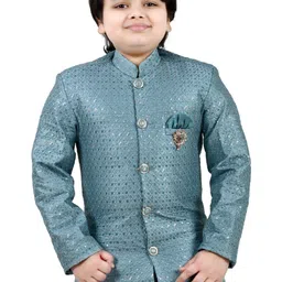 Arshia Fashions Boys Embroidered Mandarin Collared Sherwani image 3