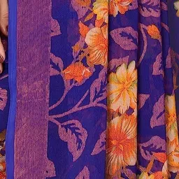 GHAN SALS Floral Print Zari Brasso Baluchari Saree image 2