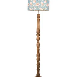 green girgit Blue & Brown Printed Wooded Floor Lamps image 5