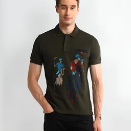 U.S. Polo Assn. Denim Co. Men Graphic Printed Polo Collar Cotton Slim Fit T-shirt image 1
