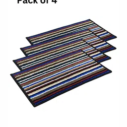 bsb home Black 4-Pcs Striped Microfiber Anti-Skid Doormats-image-5