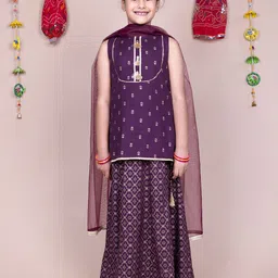 HERE&NOW Girls Printed Ready to Wear Lehenga & Blouse With Dupatta-picture-32