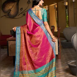 SGF11 Zari Art Silk Kanjeevaram Pink Saree image 3