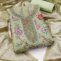 HERE&NOW Embellished Organza Unstitched Dress Material-picture-28