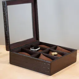 RCASA Coffee Brown Textured Watch Organiser-picture-22