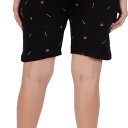 feel track Printed Women Black Regular Shorts image 2