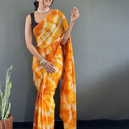 DIVASTRI Women Tie and Dye Ready To Wear Pure Georgette Saree image 5