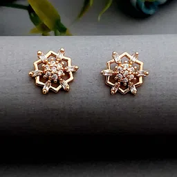 MEIRA JEWELLERY Gold-Plated Artificial Stones Studded Geometric Studs-picture-37
