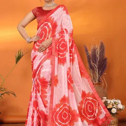 KALINI Floral Beads and Stones Poly Georgette Saree-image-9