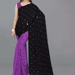 STYLETONE Polka Dot Poly Georgette Saree-picture-17
