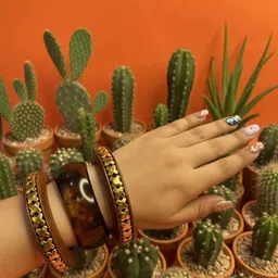 TAG 7 Women Set of 3 Brown Brass Bangle Set-picture-41