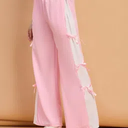 The Roadster Lifestyle Co Pack of 2 Straight Fit Side Bow Design Wide Leg Trousers-picture-37