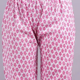 JC4U Women Floral Printed Regular Thread Work Pure Cotton Kurta with Trousers image 3