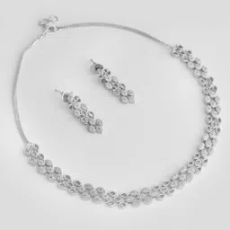 Joy of Jewels Silver-Plated Brass American Diamond Necklace & Earrings-picture-31
