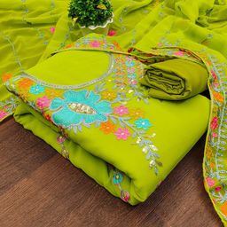 SAINOOR Floral Embroidered Sequinned Silk Georgette Unstitched Dress Material-picture-38