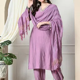 KALINI Women Embroidered Regular Kurta with Salwar & With Dupatta-picture-11