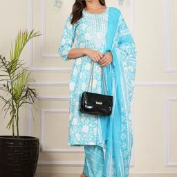 KALINI Women Printed Cotton Blend Kurta Sets image 2