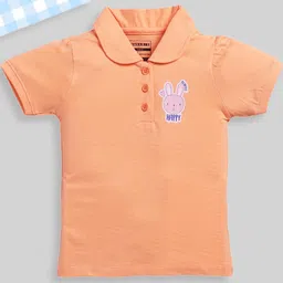 Awbabie Girls Orange Printed Polo Collar T-shirt-picture-23