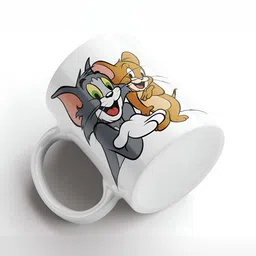 Mr UVD White & Brown Cartoon Characters Printed Ceramic Mug 350 ml image 2