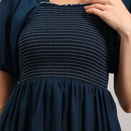 Femvy Smocked Square Neck Fit And Flare Dress image 4